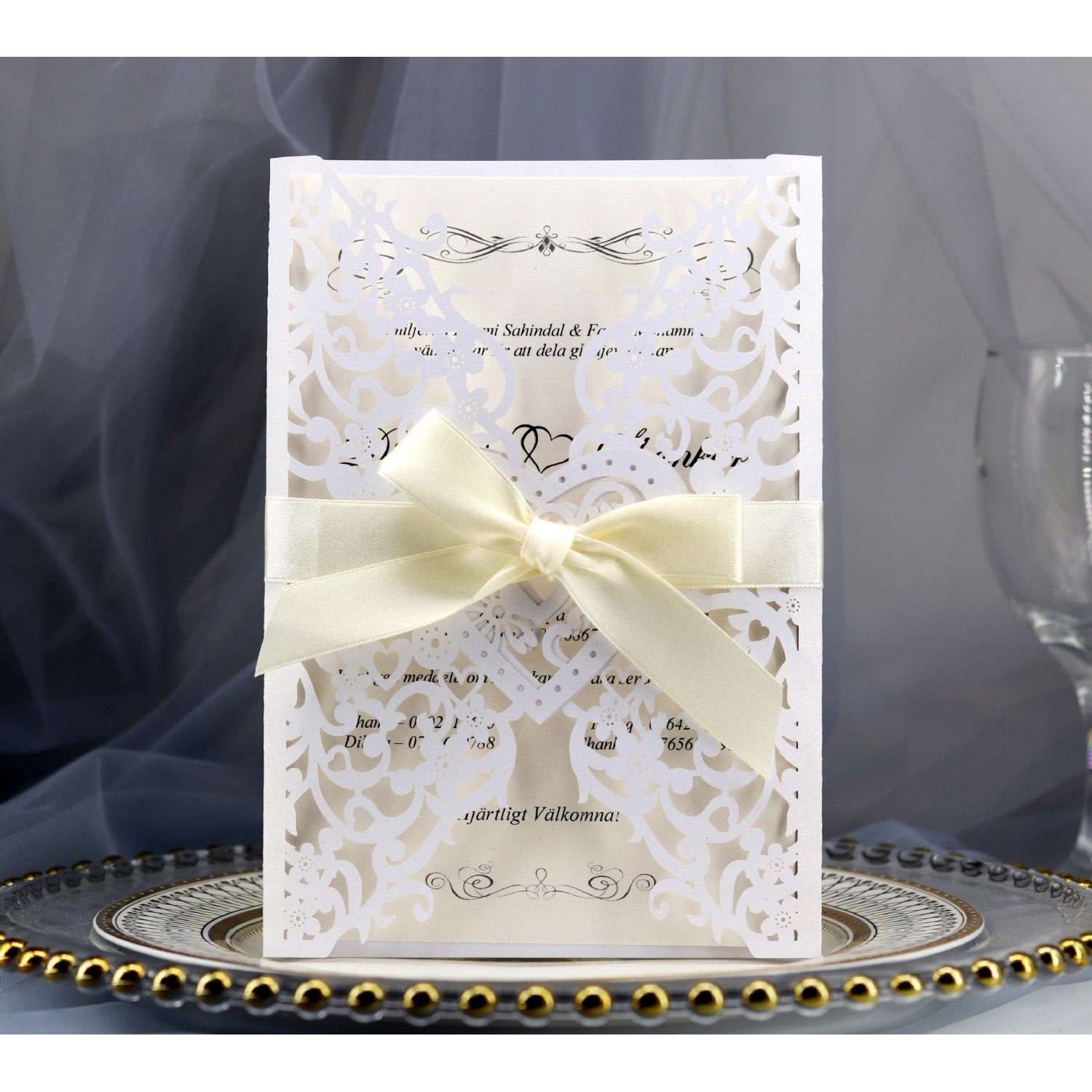 Holiday Greeting Card Wedding Supplies Heart-shaped Invitation Card Laser Invitation